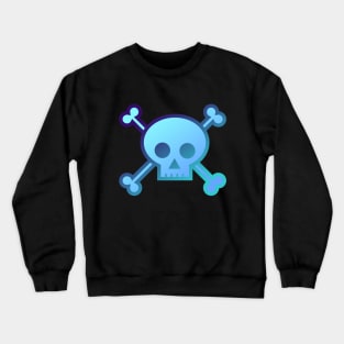 Skull and Crossbones Pirate Flag Aqua Blue Gradient Crewneck Sweatshirt